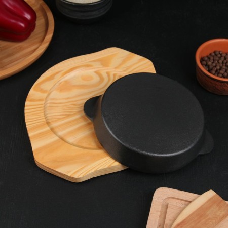 Pan "circle with handles", d = 15.5 cm, on a wooden stand-4