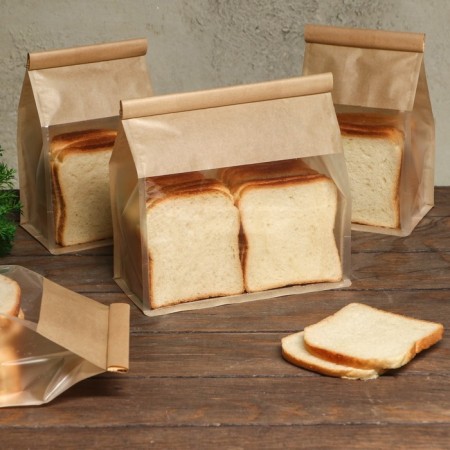 Paper Craft package, with a window, a rectangular bottom, 22 x 11 x 28 cm