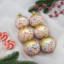 Christmas tree toys, New Year's balls, plastic, D-6 cm set, 6 pcs 