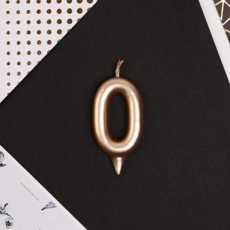 Candle for the cake, number "0", champagne.-2