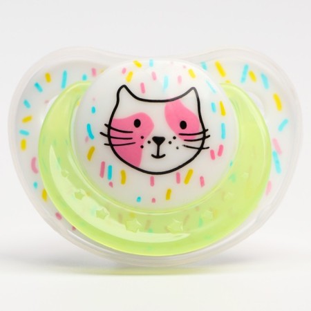 Orthodontic dummy nipple, silicone, from 0 months, with a cap, "cat"-4