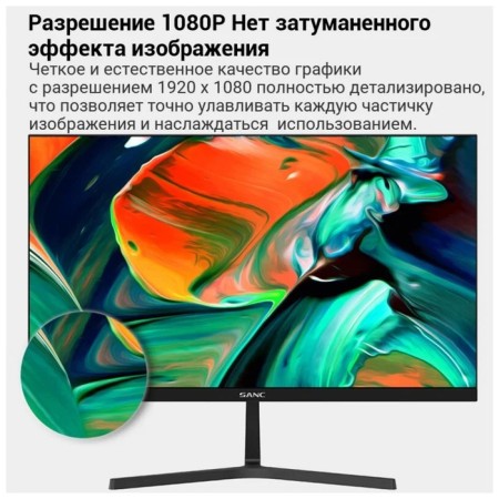Монитор SANC M2253, 21.5", VA, 1920×1080, 75Гц, 5 мс, D-Sub, чёрный-5