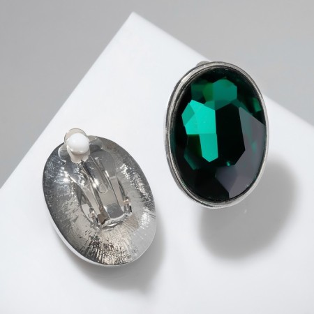 Clips "Party" Ovala, emerald color in silver-2