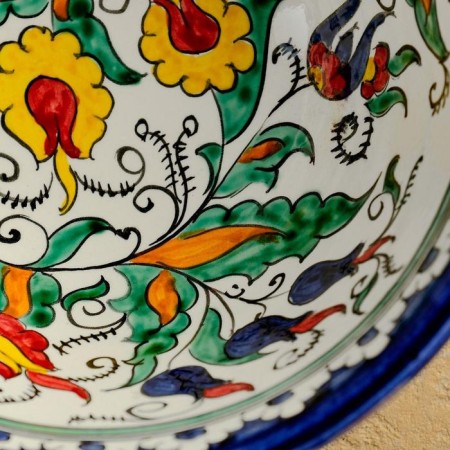 Rishtan ceramics "Flowers", 18 cm, large, blue-2