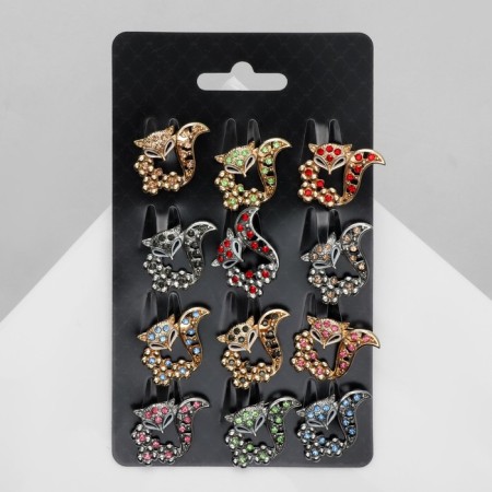 Brooch "Fox" in flowers (indivisible packing 12 pcs., Price per pc.), Mix color