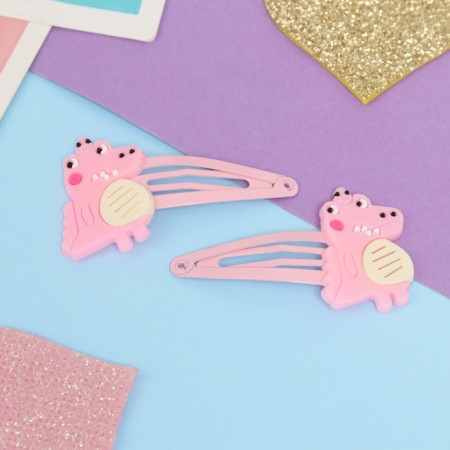 Invisibility for hair "Adele" (set 2 pcs) crocodile, 5.5 cm, pink-1
