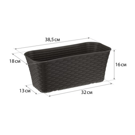 Balcony box "Rotang", 38.5 cm, brown color-4