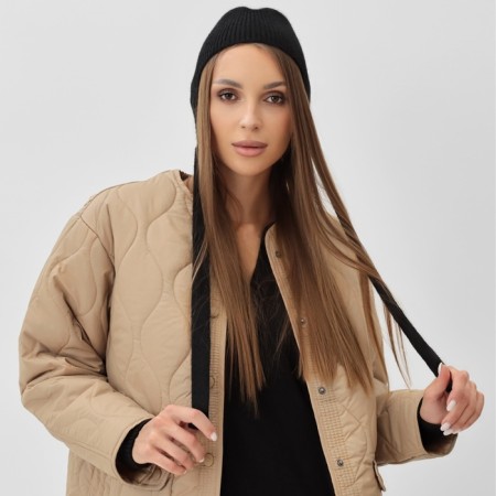 Women's cap with rabbit hair, pr 56 cm, black