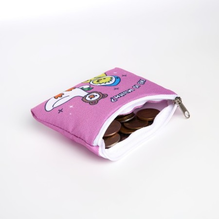 Children's textile wallet "Geese", 11x9x0.5 cm, pink color-5