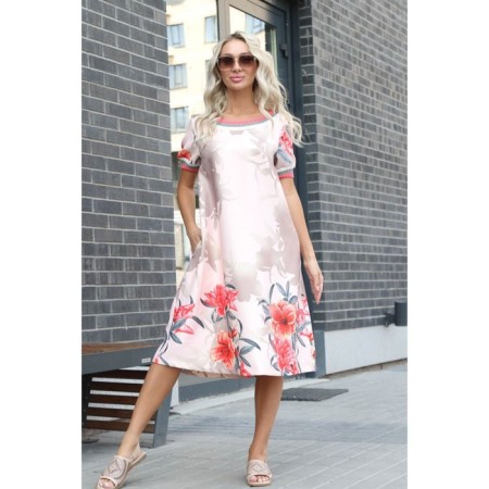 Women's dress, size 46, pink color-1