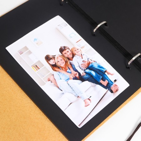 Photo album 30 sheets "bright yellow" leatherette (on rings) 22.5x18x3 cm-8