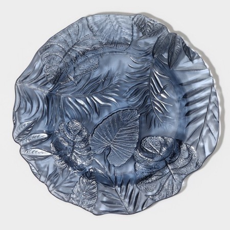 Glass dessert “Arabis”, D = 21.5 cm, Blue color-1