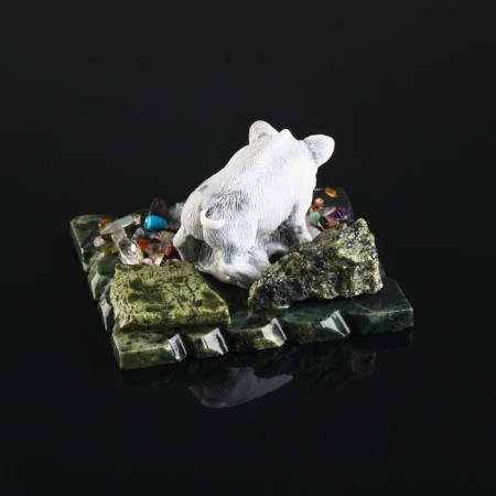 Сувенир "Кабан", змеевик, мрамор-3