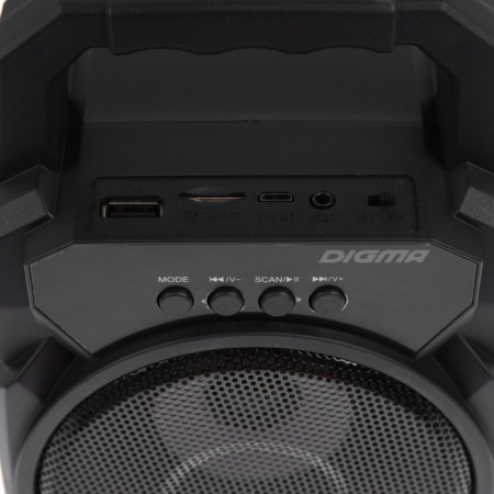 Digma D-PS1500 portable column, 10W, BT, Microsd, USB, AUX, FM, 500 Mam, Black-2