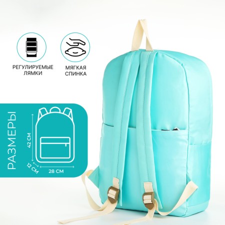 Young backpack from textiles on lightning, 2 pockets, turquoise color-1