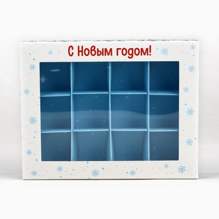 Folding box under 12 sweets "Snow Town", 14.4 x 18.4 x 3.8 cm, New Year-2
