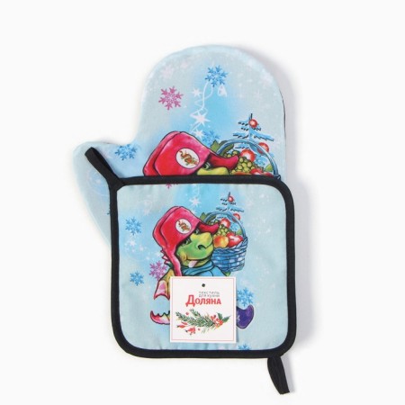 Set of kitchen. "Winter Walk": mittens 20x28 cm, severity 17x17 cm, 35% HL, 65% PE, Vatin 25-3