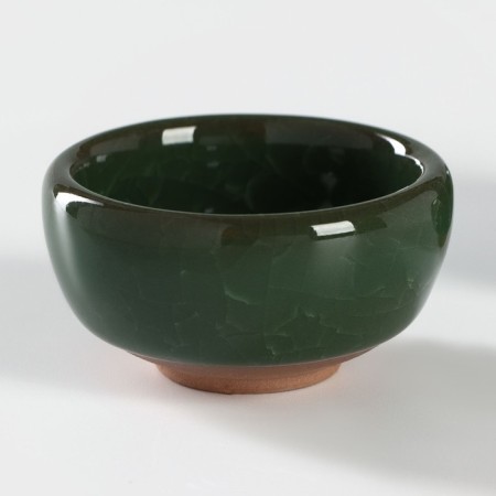 A set for the tea ceremony ceramic "Moonstone", 5 objects: 4 bowls, kettle, green color-6