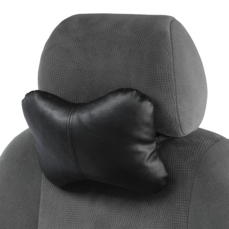 Car bone pillow, on the headrest, eco -leather, black, 16x24 cm-4