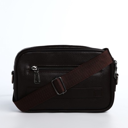 Male bag over the shoulder, artificial leather, brown color-2