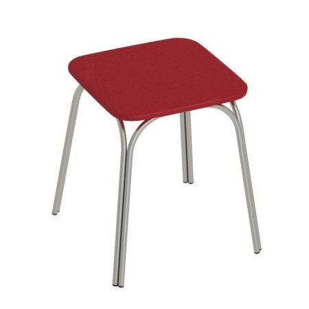 Taburet "TB17", 360 × 360 × 430 mm, vinylski, chrome color / red