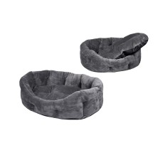 Fur Coala lodge oval with a pillow, 47 x 38 x 17 cm, gray