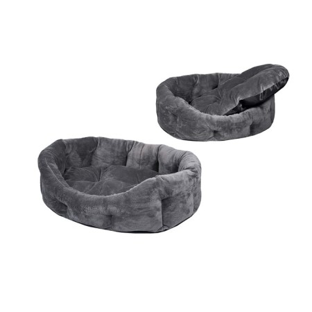 Fur Coala lodge oval with a pillow, 47 x 38 x 17 cm, gray