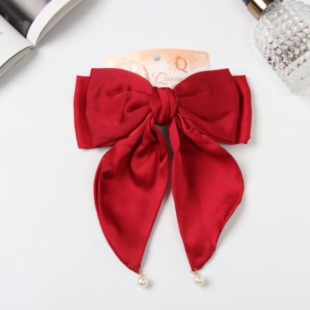 Hair hairpin "Julia" double bow, 18x15 cm, red-2