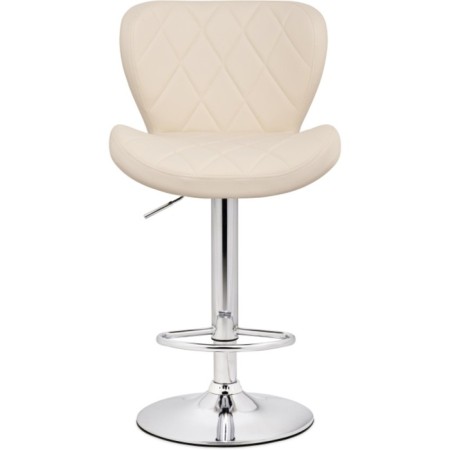 Barrier stool Porch metal/eco -leather, chrome/beige 47x53x89 cm-1