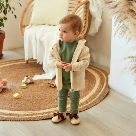 Knitted cardigan with a hood SL Home, r.86-92 cm, milk-5