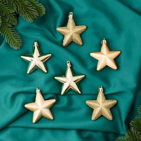 Christmas tree decoration "Starfall" (set 6 pcs) 8 cm, gold