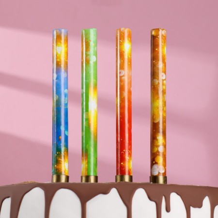 Candles Fountains for the Neon cake, 17.5 cm, 60 seconds, color flame, 4 pcs-5