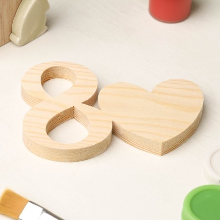 Harvesting for creativity "Eight with a heart", 11.7 x 8.5 x 1.2 cm, pine-2