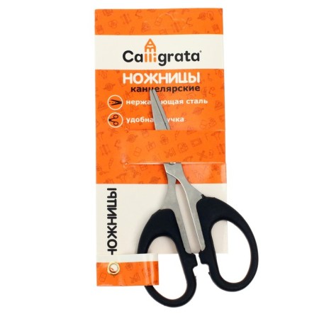 Chancellery scissors, 12 cm, “office”, plastic handles, euro -hand