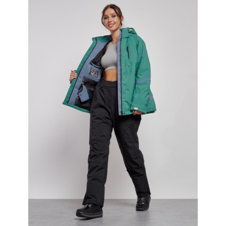 Ski costume female winter, size 52, green color-9