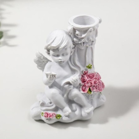 Souvenir Polystone Snowel Angel with roses MIX 10x9.5x6.8 cm-5