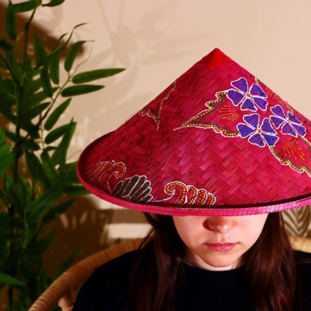 Bamboo hat 38 cm pink