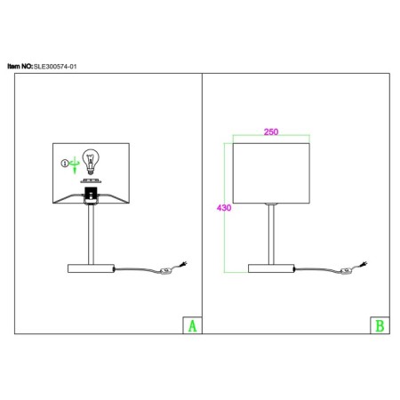 Evoluce bedside lamp. Sle300574-01. Brescia. 1x40 W, E27, 25x25x43 cm, Nickel color-1
