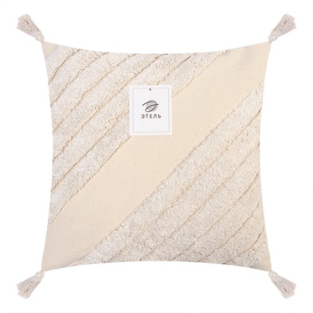 Decorative pillowcase "Ethel" BOHO, 45x45 cm, milk color, 100% cotton-5