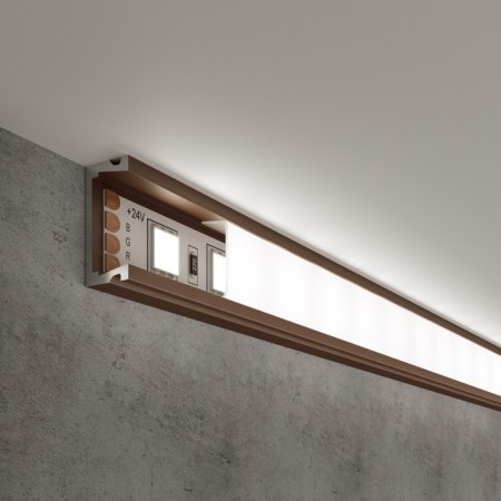 Overhead aluminum profile for Elektrostandard LED tape, LL-2 -LP006, 2000x15x6 mm, brass color