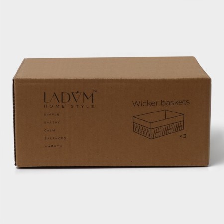 Set of storage baskets, manual weaving, 3 pcs: from 19 × 13 × 8 cm to 26 × 20 × 11 cm, white color-7