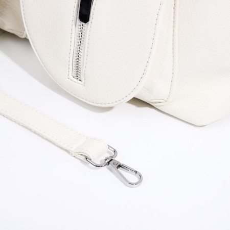 Luggage bag with a zipper, 3 outer pockets, white color-5
