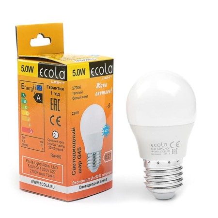 LED lamp Ecola, E27, 5 W, 2700 K, 75x45 mm-3
