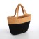 Female wicker bag without fastening, black/beige color