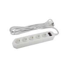 USF-5S-5M-W network filter with basic protection with a grounding circuit breaker 5 outlets 5m 10a white