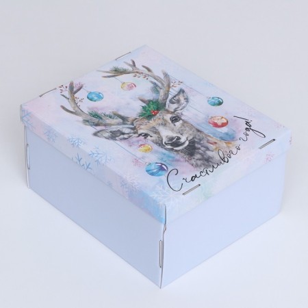 Folding box "New Year's deer", 31.2 x 25.6 x 16.1 cm