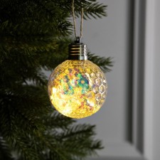 Retro Christmas ball, batteries, 5 LED, glow warm white