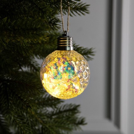 Retro Christmas ball, batteries, 5 LED, glow warm white