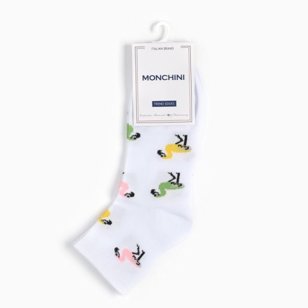 Women's socks, white color/flamingos, size 38-40-4