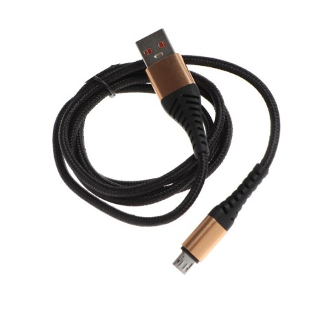 ONE Depot S03, microUSB - USB, 2.4 A, 1 meter, textile braid, black-2